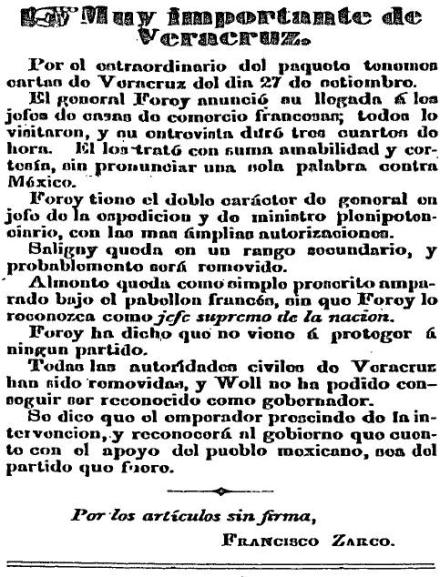 "El Siglo Diez y Nueve", 15 de octubre de 1862
